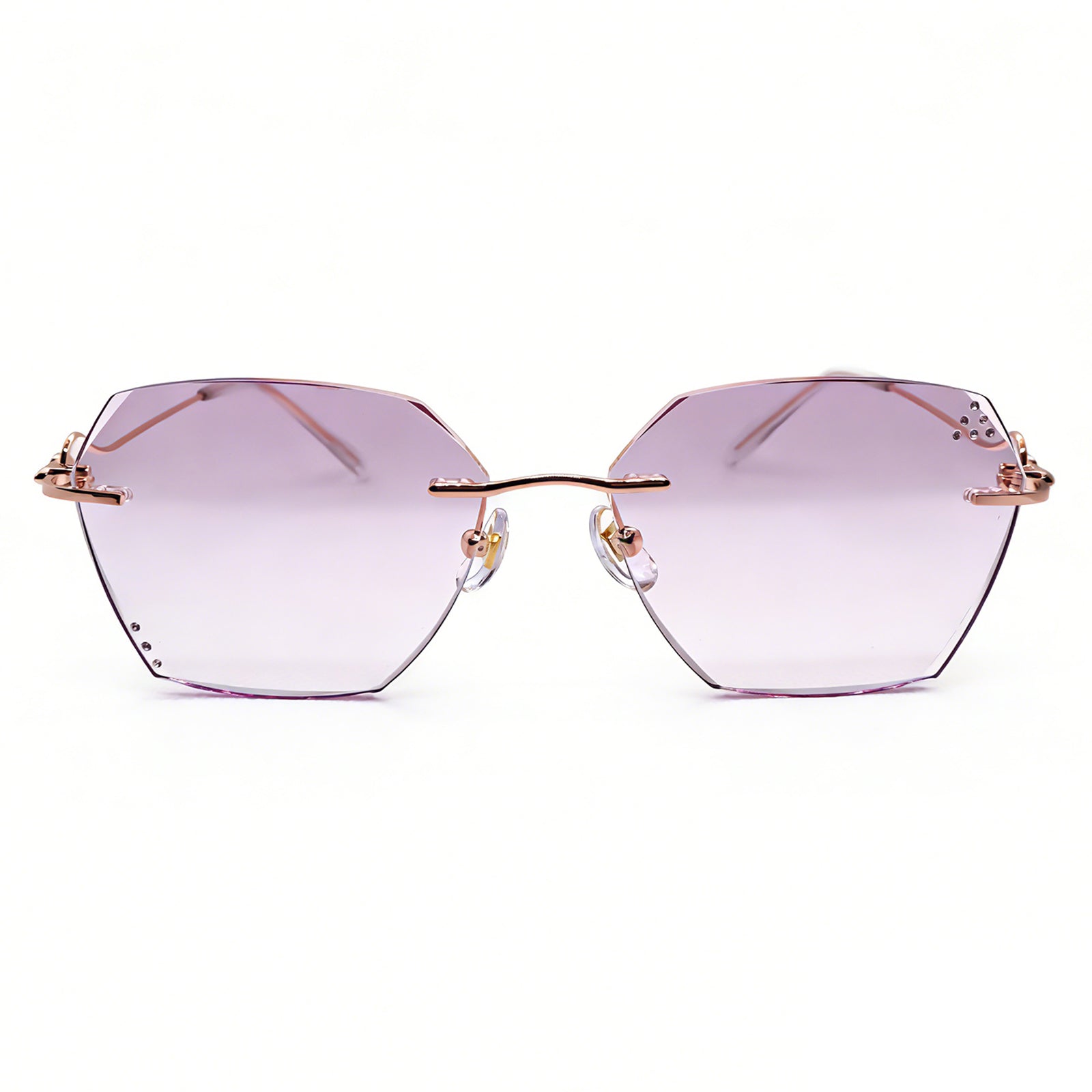 Women's Purple Gradient Polygon Rimless Anti-Blue Light Eyeglasses