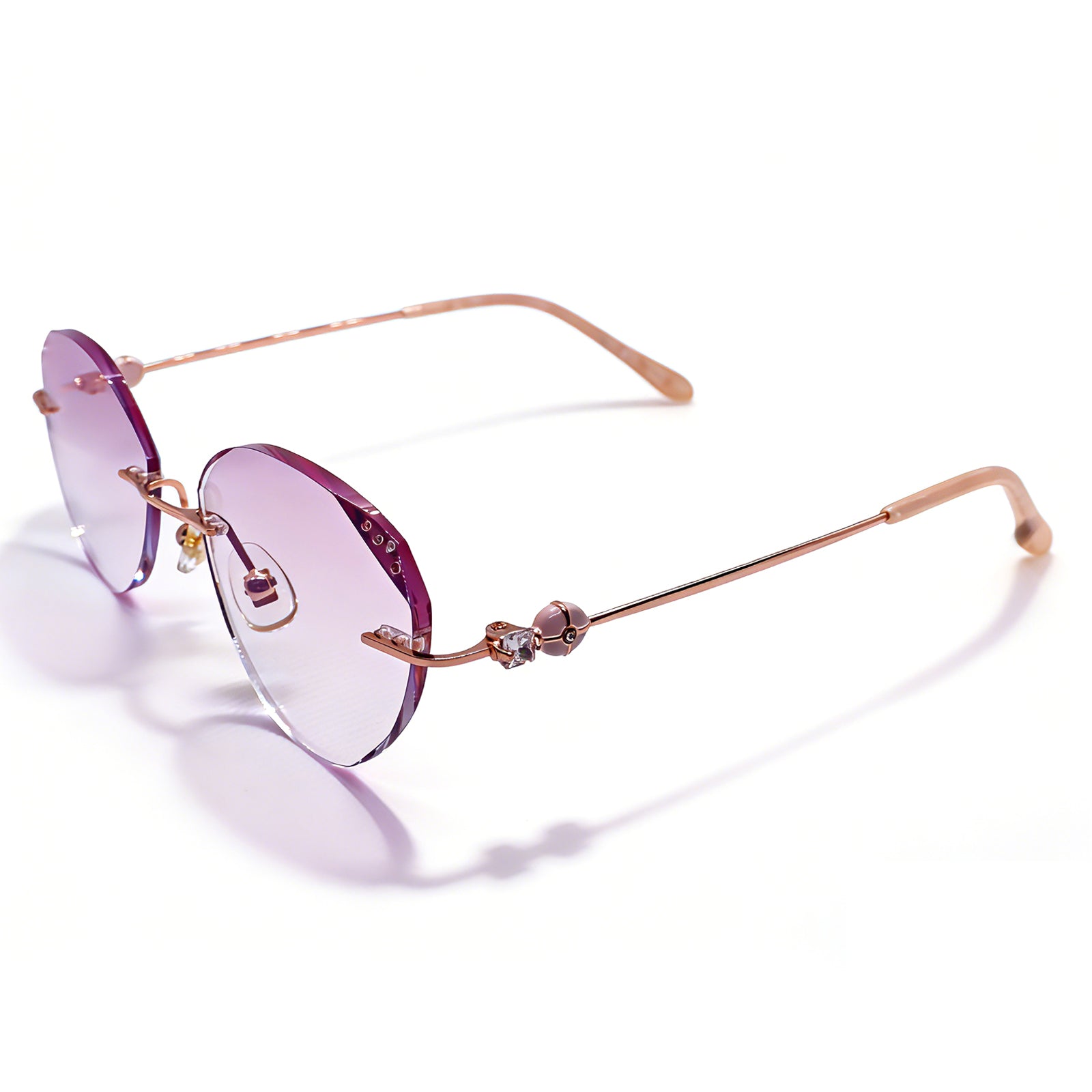 Purple Gradient Cat Eye Rimless Anti-Blue Light Eyeglasses