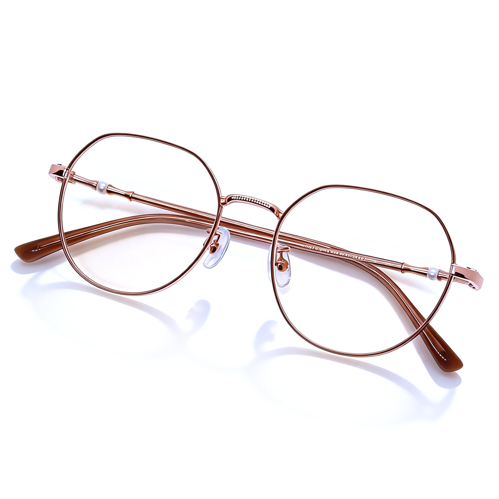 Chic Pearl Accent Round Metal Eyeglasses