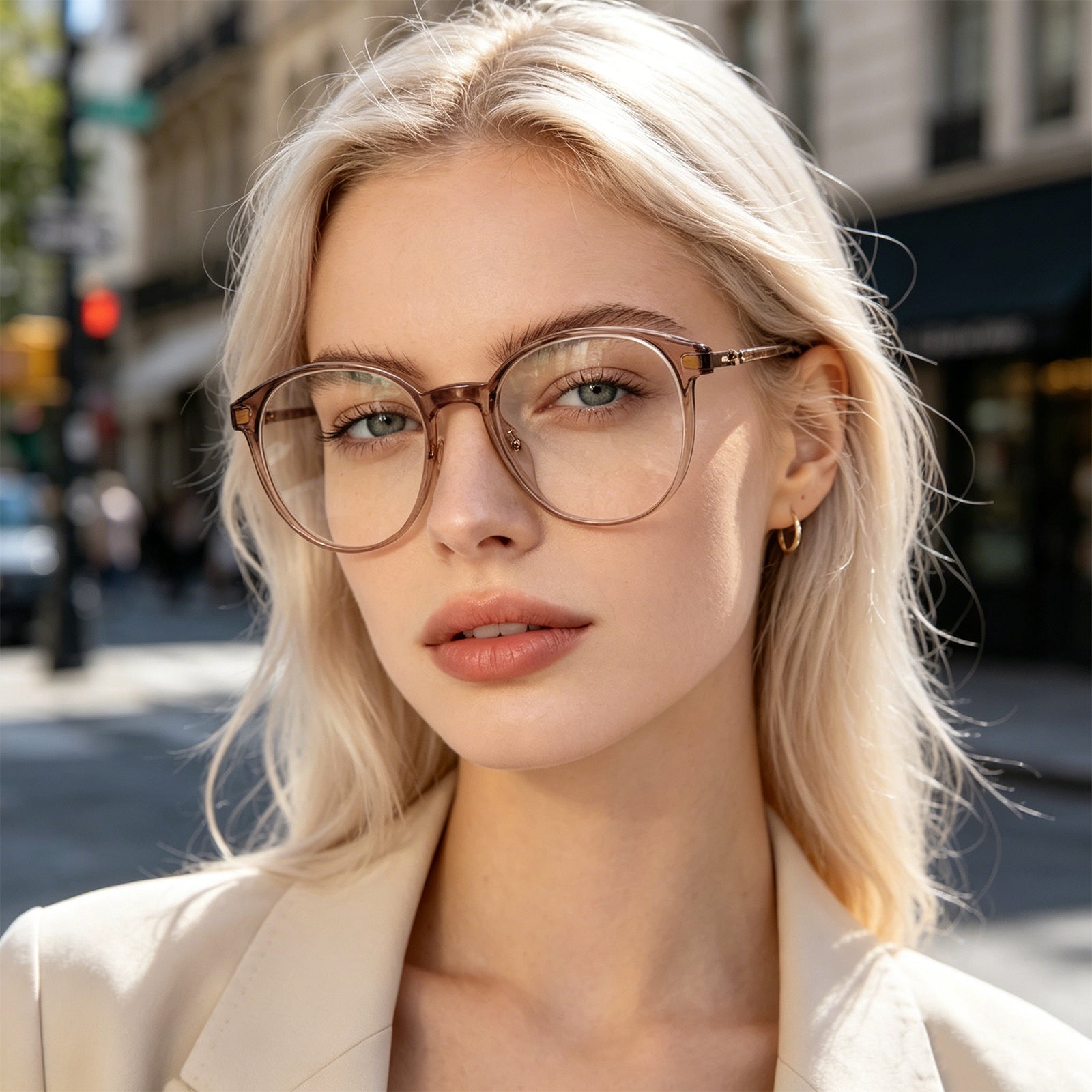 Retro Round Black Eyeglasses with Gold Corner Accent Details