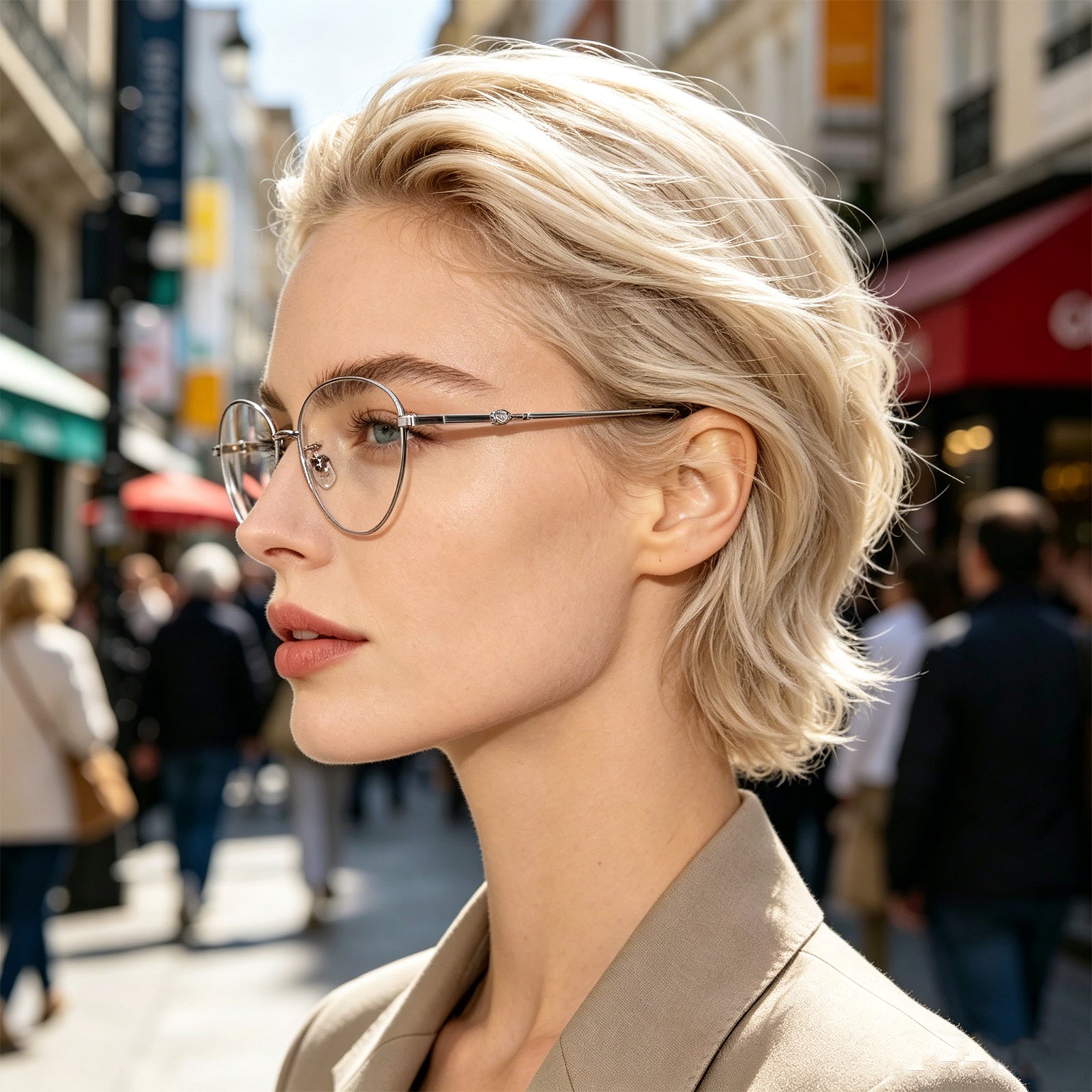 Women Oval Pearl Decor Silver Thin Metal Eyeglasses, Free Shipping on Orders Over $79