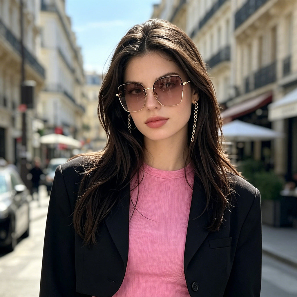 Modern Square Sunglasses with Gold Accents