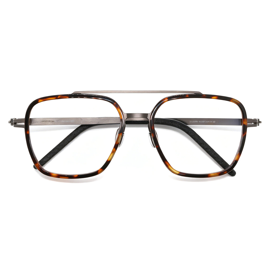 Adjustable Nose Pads Aviator Eyeglasses, Tortoise & Metal, Secure Fit