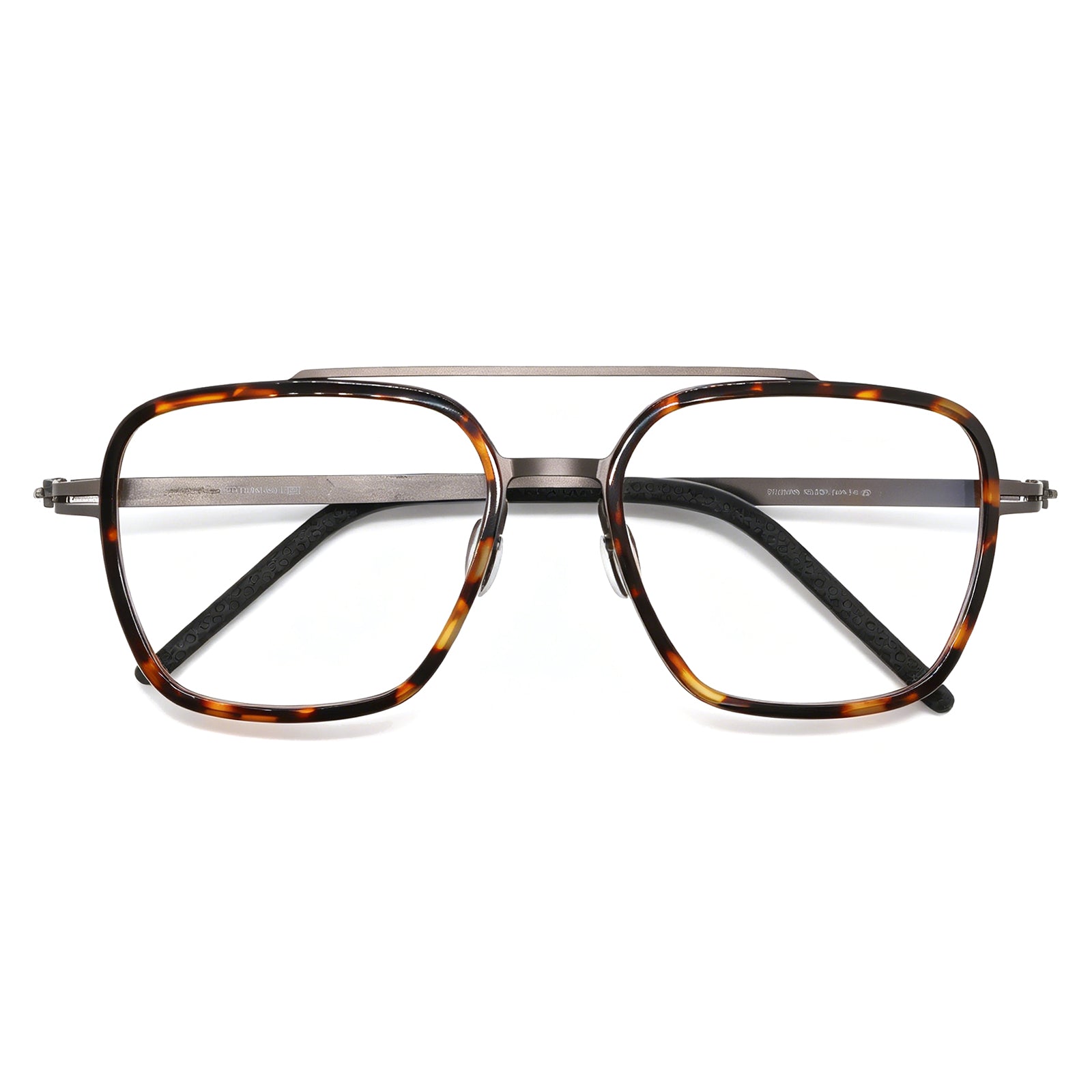 Adjustable Nose Pads Aviator Eyeglasses, Tortoise & Metal, Secure Fit