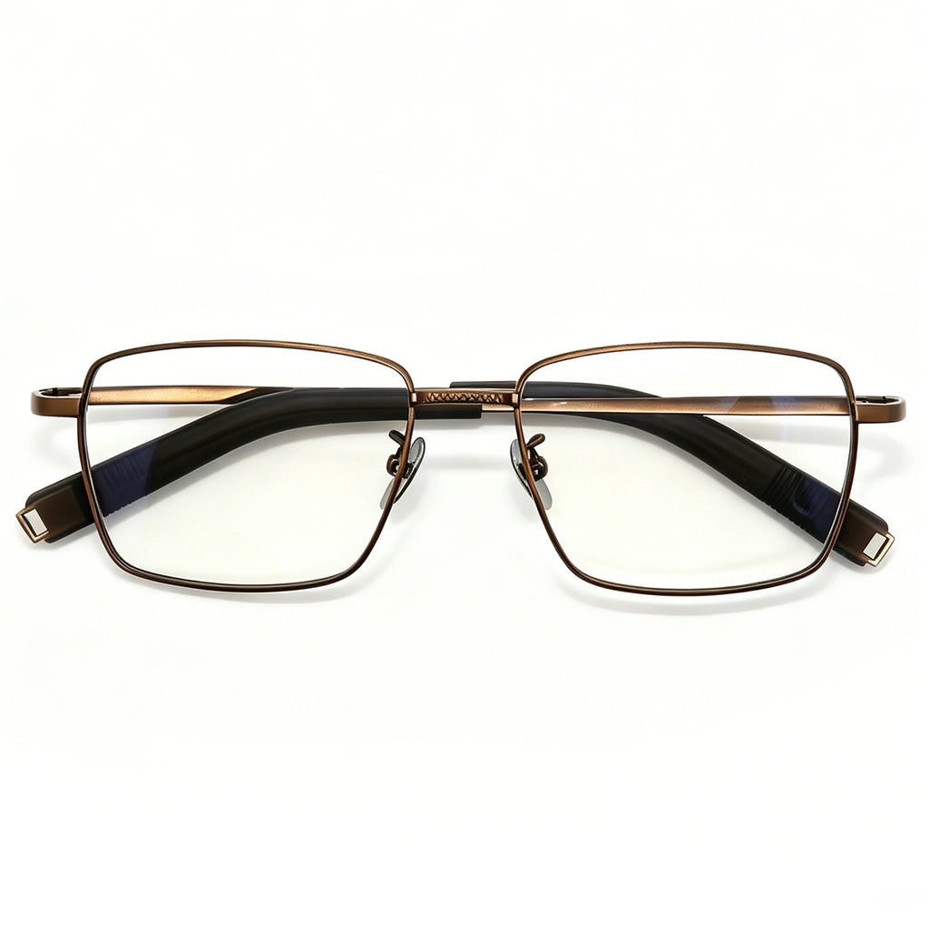 Sleek Black Metal Eyeglasses for Men, Anti Blue Light Blocking Glasses for Daily Use