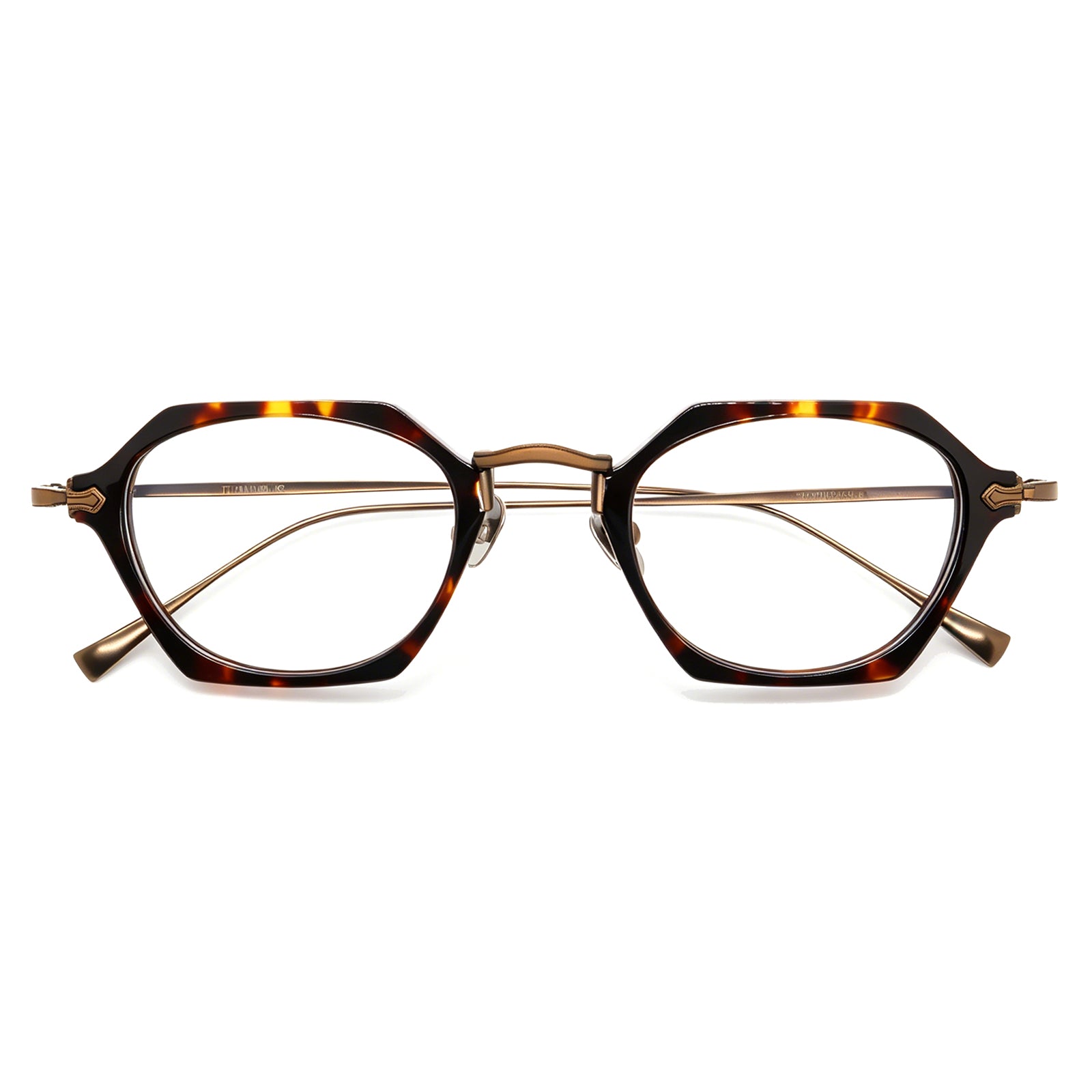 Unique Hexagonal Eyeglasses, Tortoise Acetate & Metal, Prescription Ready