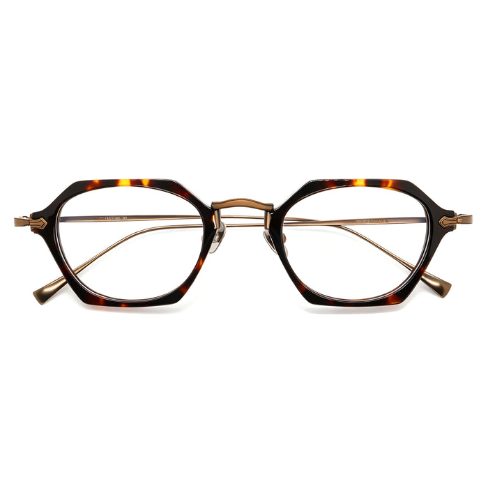 Unique Hexagonal Eyeglasses, Tortoise Acetate & Metal, Prescription Ready