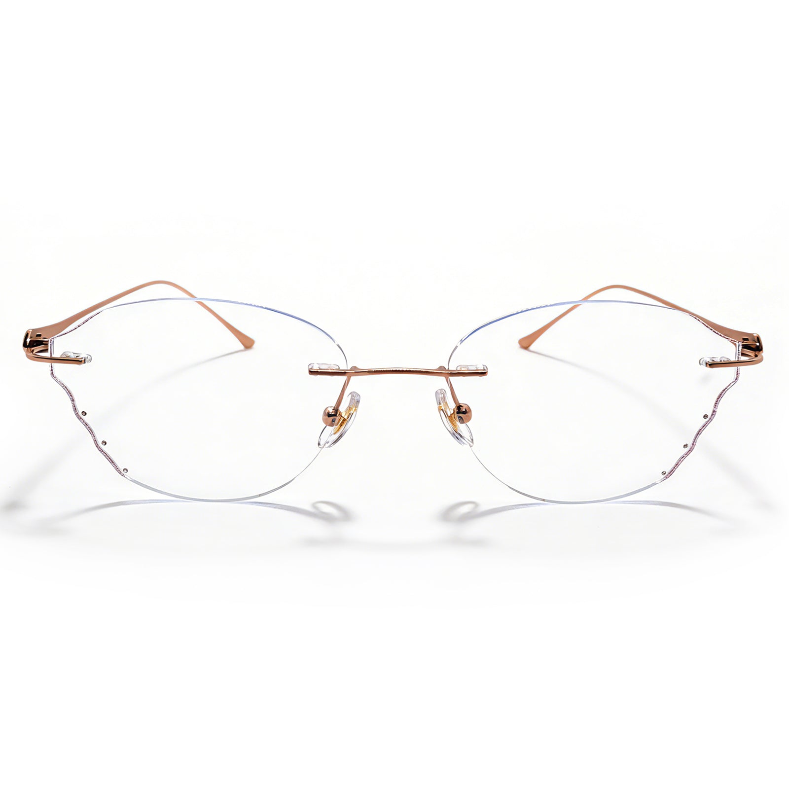 Rose Gold Cut-Edge Rimless Eyeglasses for Women