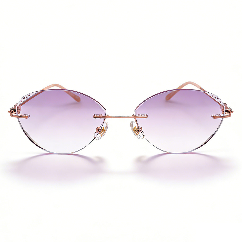 Purple Gradient Cat Eye Rimless Anti-Blue Light Eyeglasses