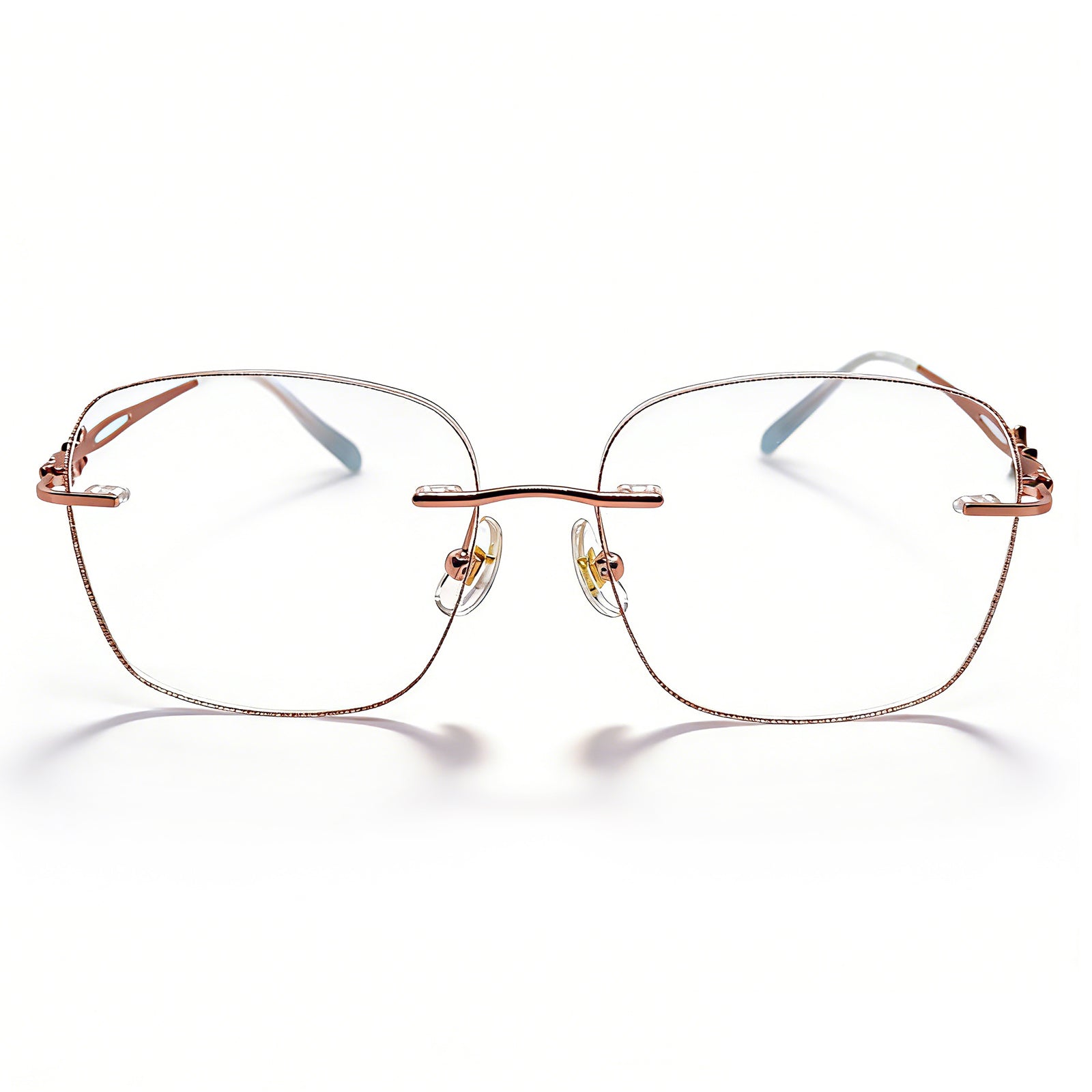 Rose Gold Glitter Rimless Eyeglasses for Women