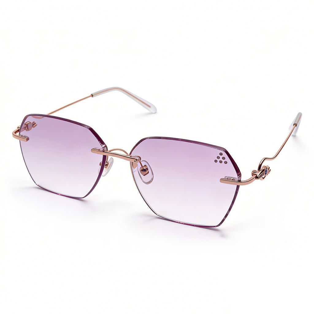 Women's Purple Gradient Polygon Rimless Anti-Blue Light Eyeglasses