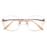 Women's Cat Ear Glitter Rimless Anti-Blue Light Eyeglasses