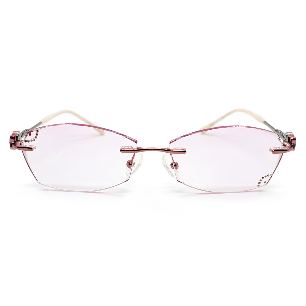 Women's Rhinestone Cat Eye Semi-Rimless Anti-Blue Light Eyeglasses