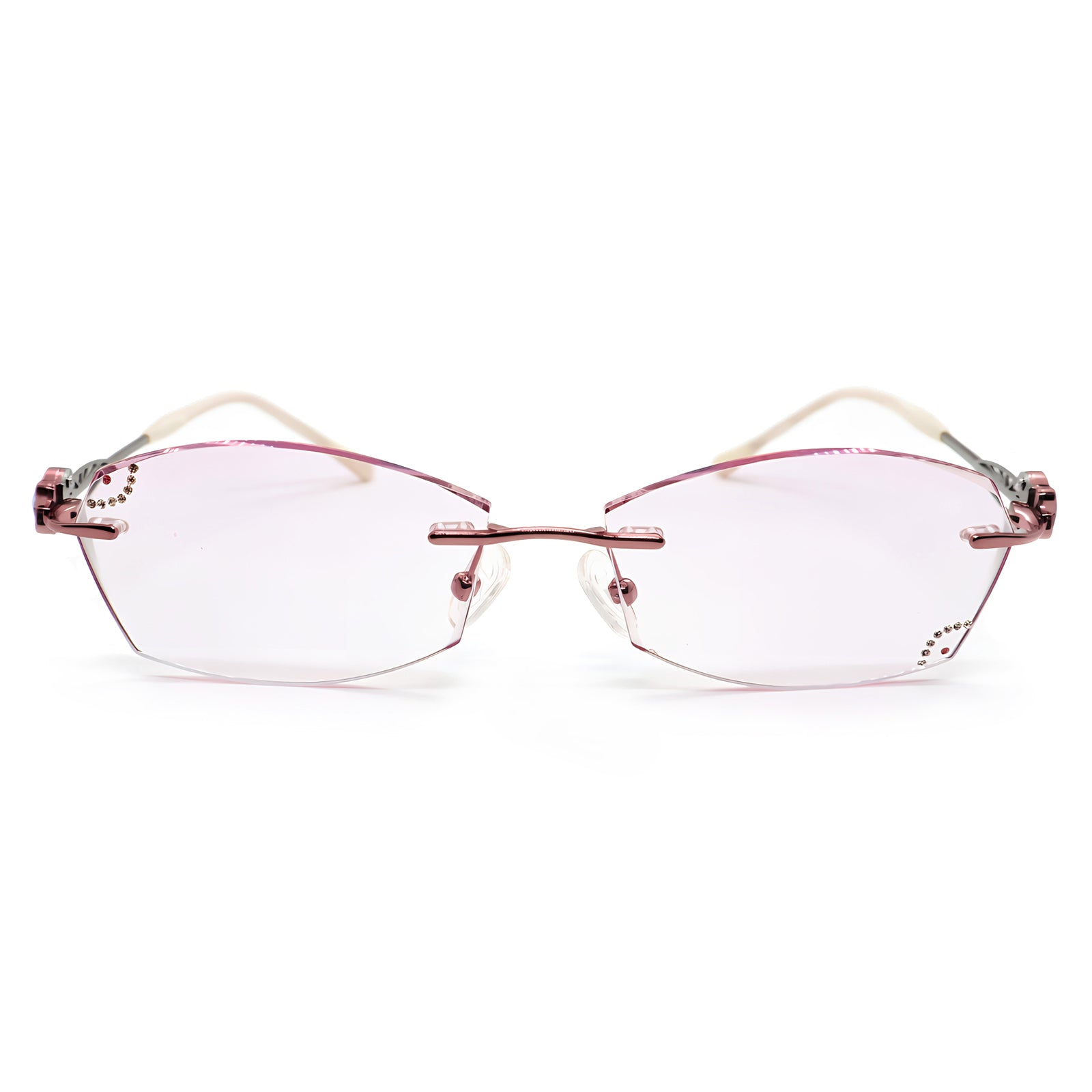 Women's Rhinestone Cat Eye Semi-Rimless Anti-Blue Light Eyeglasses