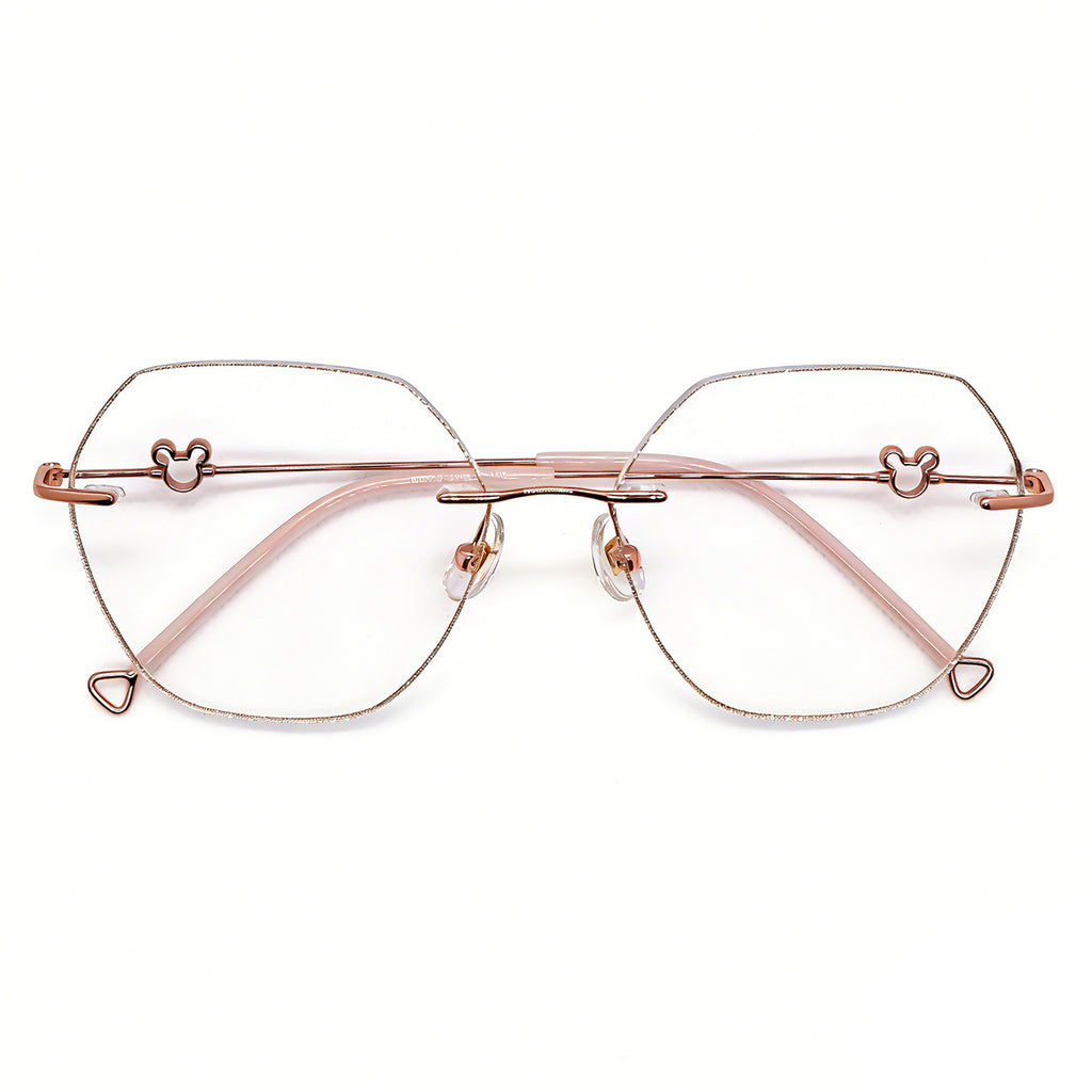 Women's Mickey Glitter Edge Rimless Anti-Blue Light Eyeglasses