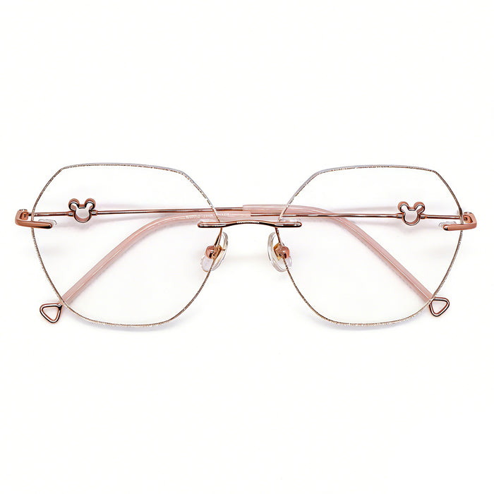 Women's Mickey Glitter Edge Rimless Anti-Blue Light Eyeglasses