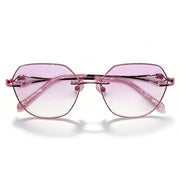 Women's gold polygonal rimless eyeglass frame
