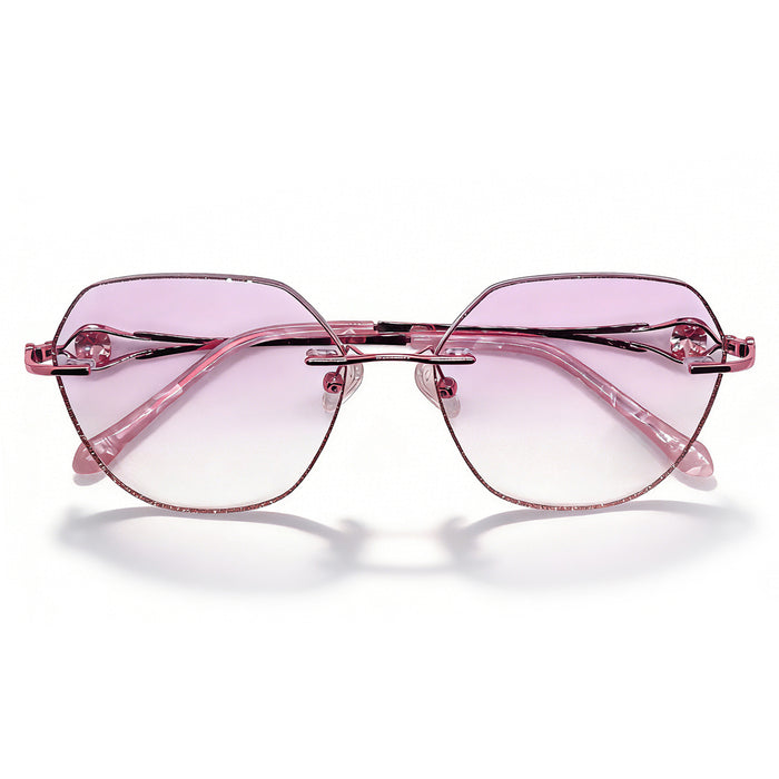Women's gold polygonal rimless eyeglass frame