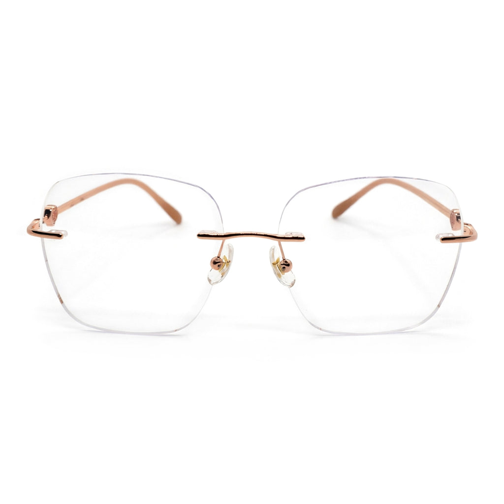 Women's Rose Gold Rimless Anti-Blue Light Eyeglasses