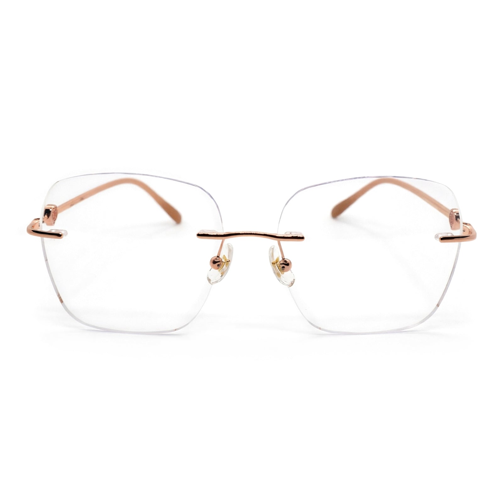 Women's Rose Gold Rimless Anti-Blue Light Eyeglasses