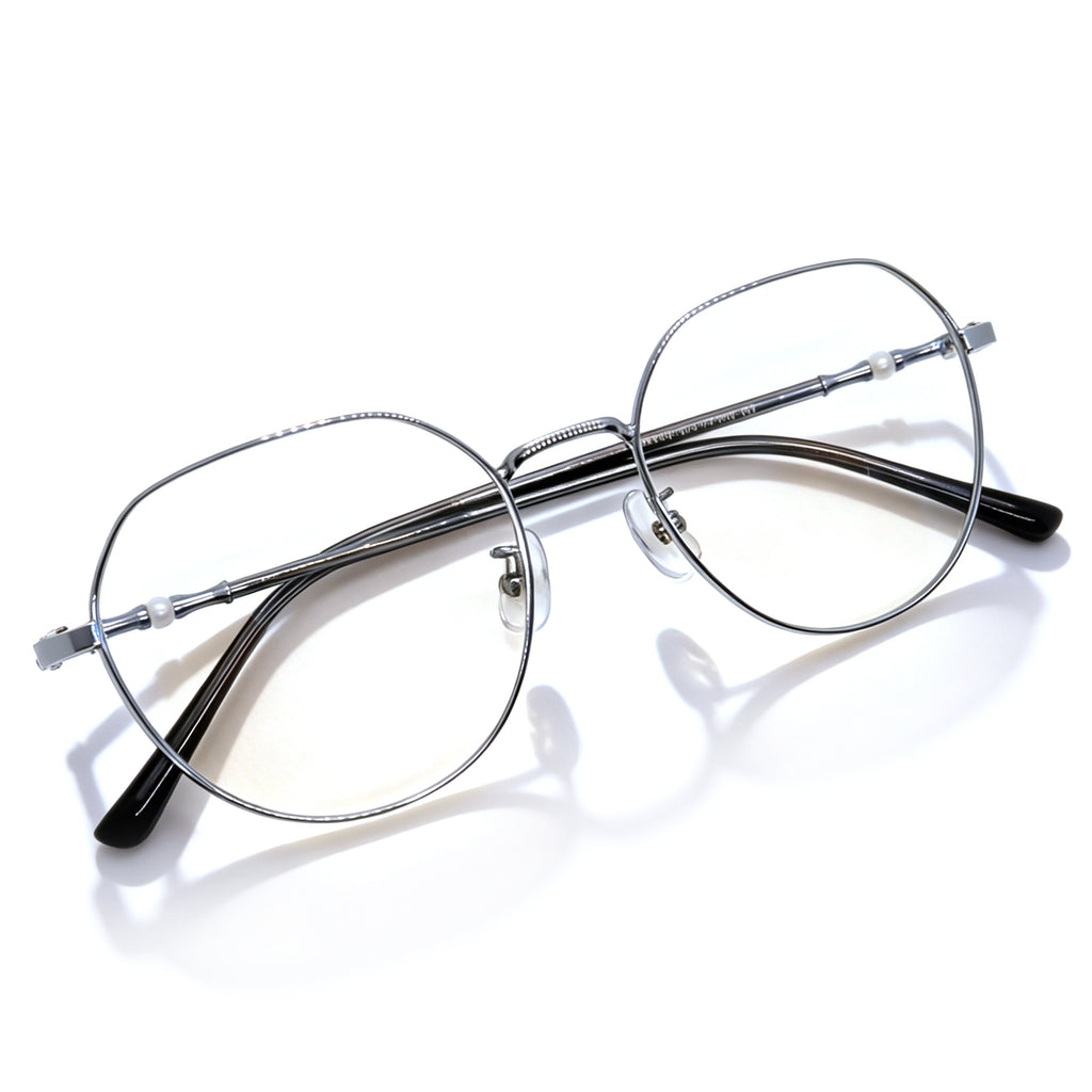 Chic Pearl Accent Round Metal Eyeglasses