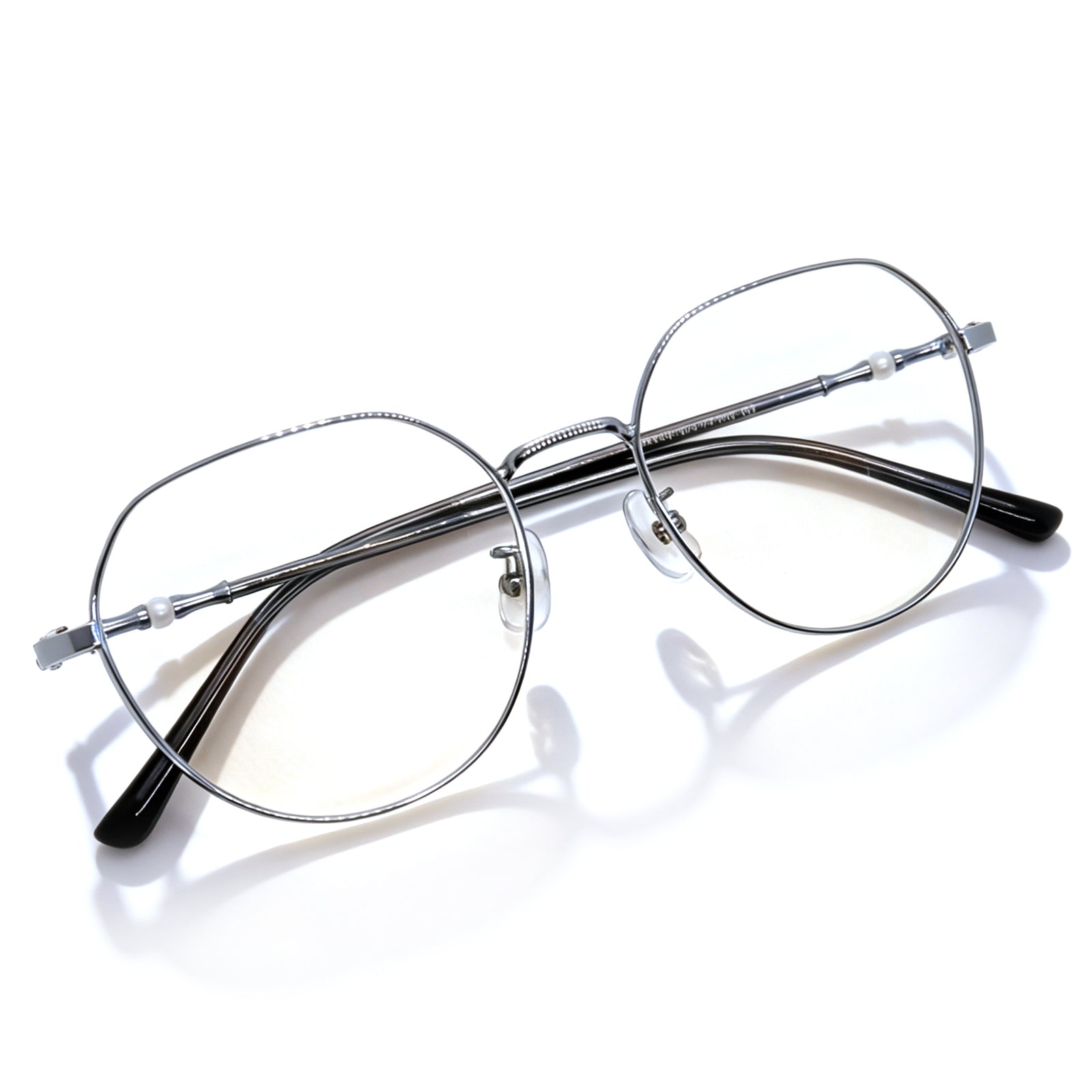 Chic Pearl Accent Round Metal Eyeglasses
