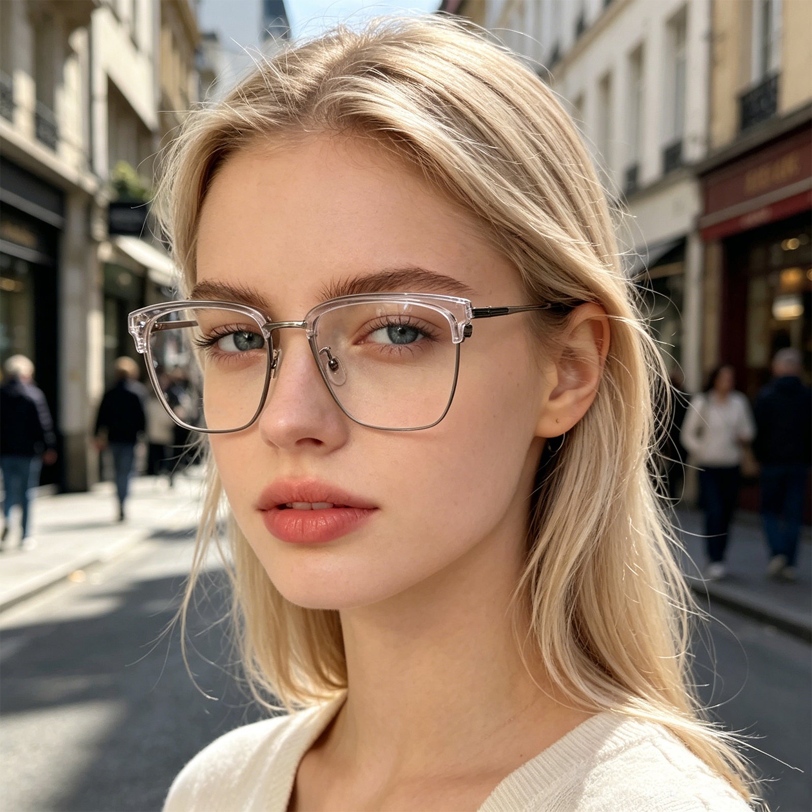 Lightweight Half Rim Clubmaster Prescription Glasses for Men