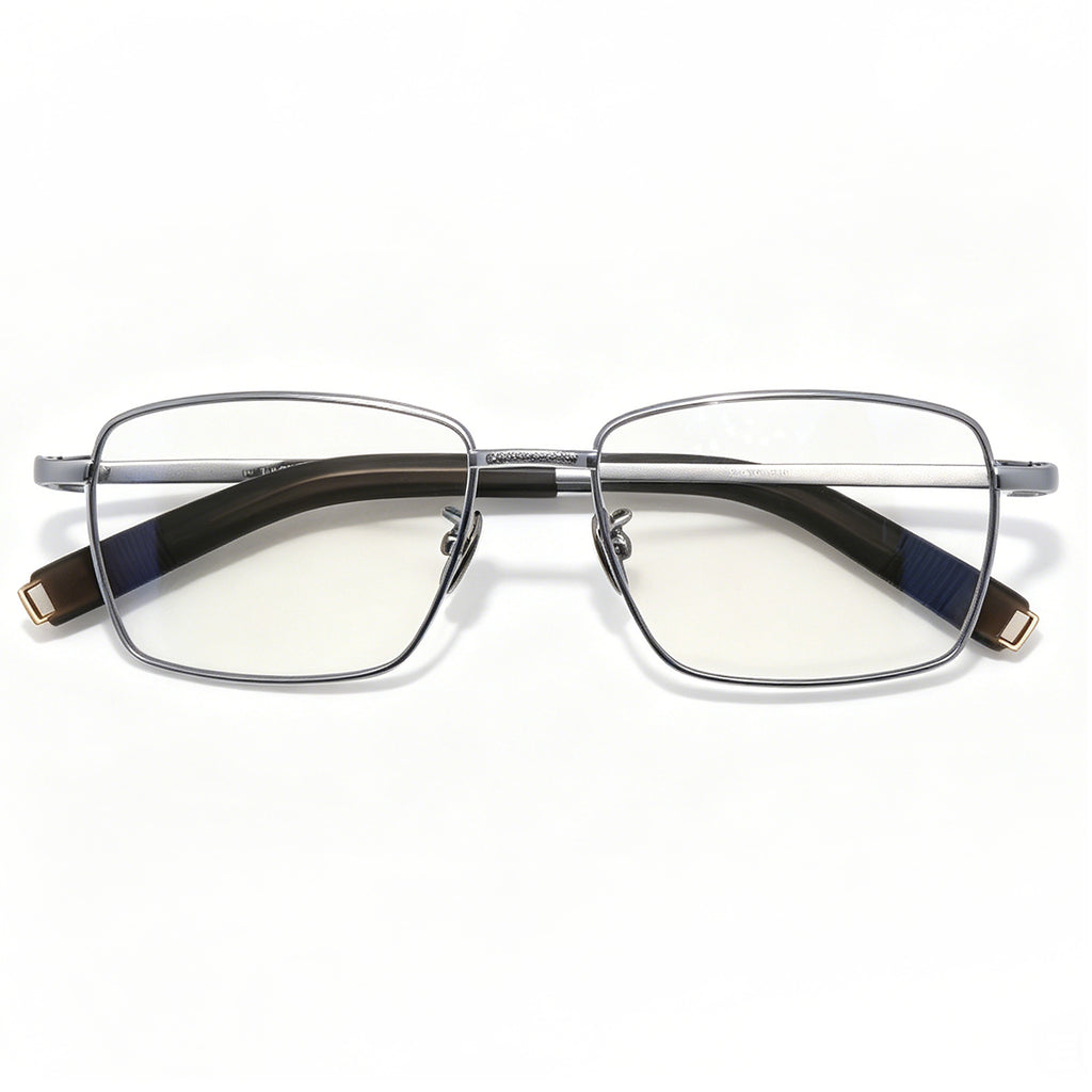 Sleek Black Metal Eyeglasses for Men, Anti Blue Light Blocking Glasses for Daily Use