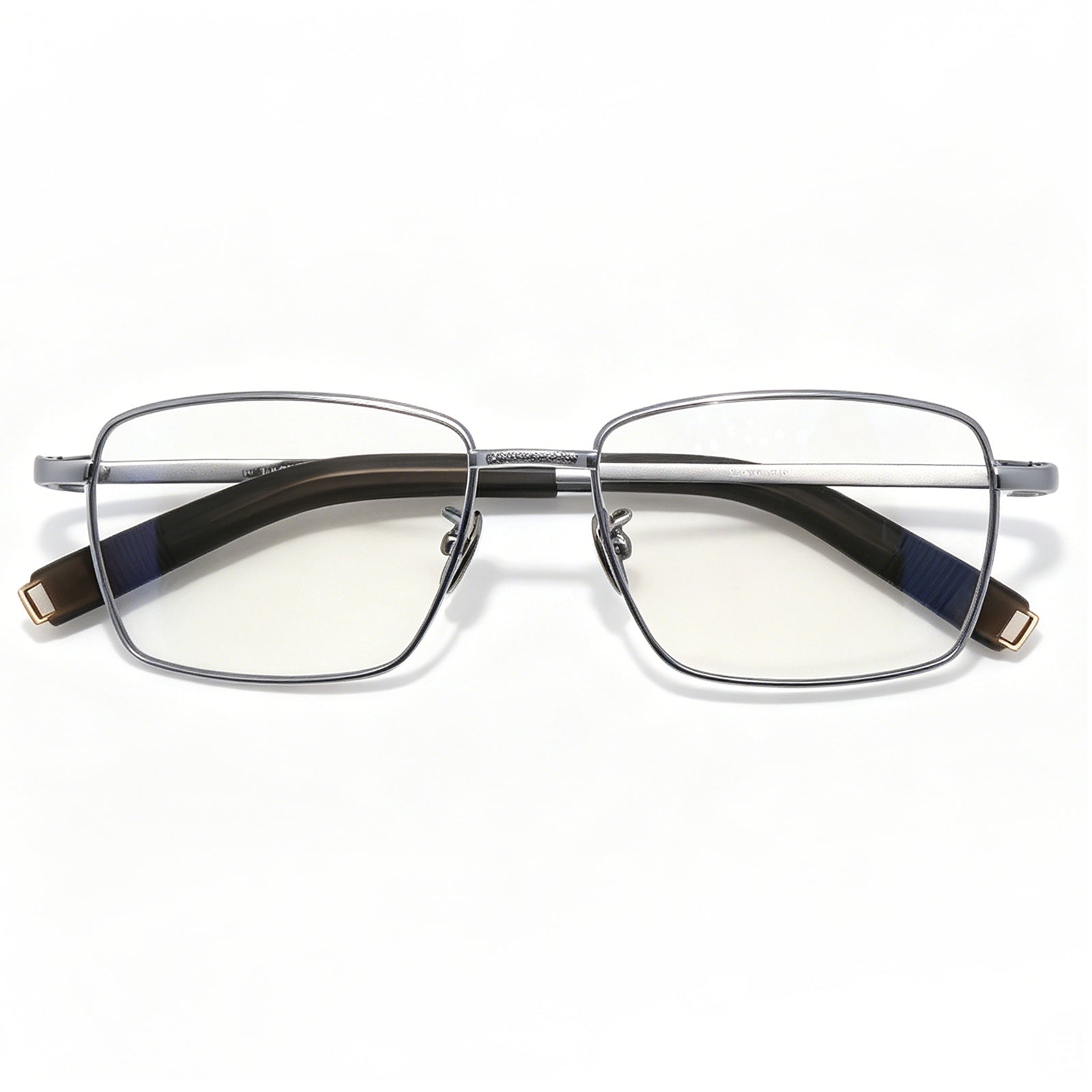 Sleek Black Metal Eyeglasses for Men, Anti Blue Light Blocking Glasses for Daily Use