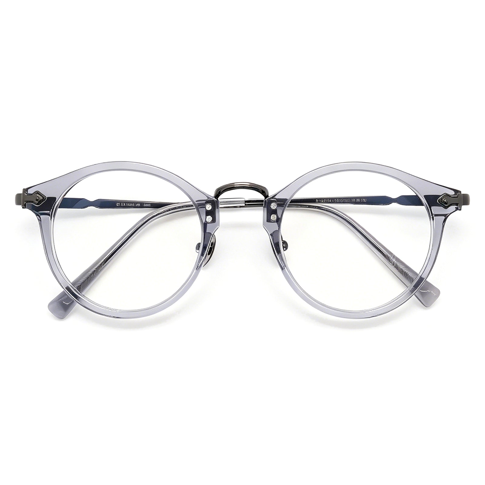 Retro Black Round Eyeglasses with Gold Metal Accents, Acetate & Metal Frame
