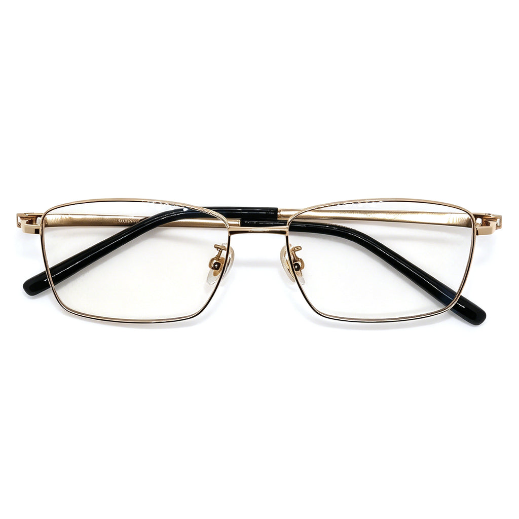 Men's Black Rectangle Metal Eyeglasses Frame, Anti Blue Light Computer Glasses, Business Style