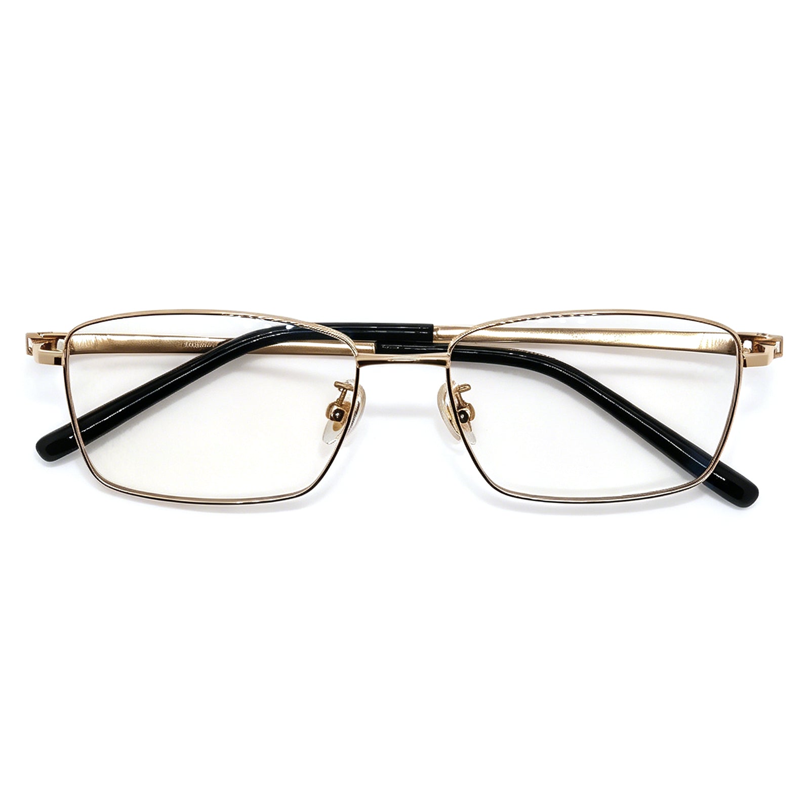 Men's Black Rectangle Metal Eyeglasses Frame, Anti Blue Light Computer Glasses, Business Style