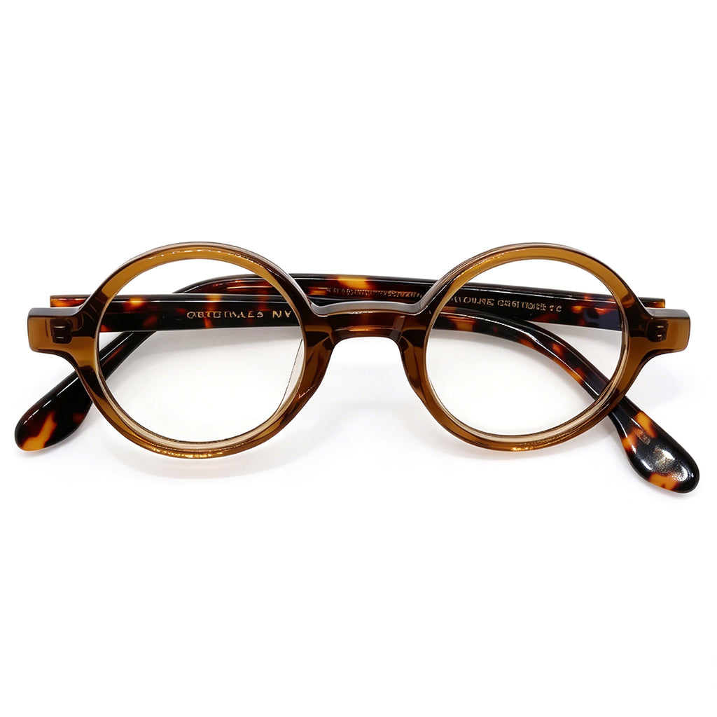 Vintage Tortoise Round Eyeglasses, Thick Acetate Frame, Retro Style for Men Women