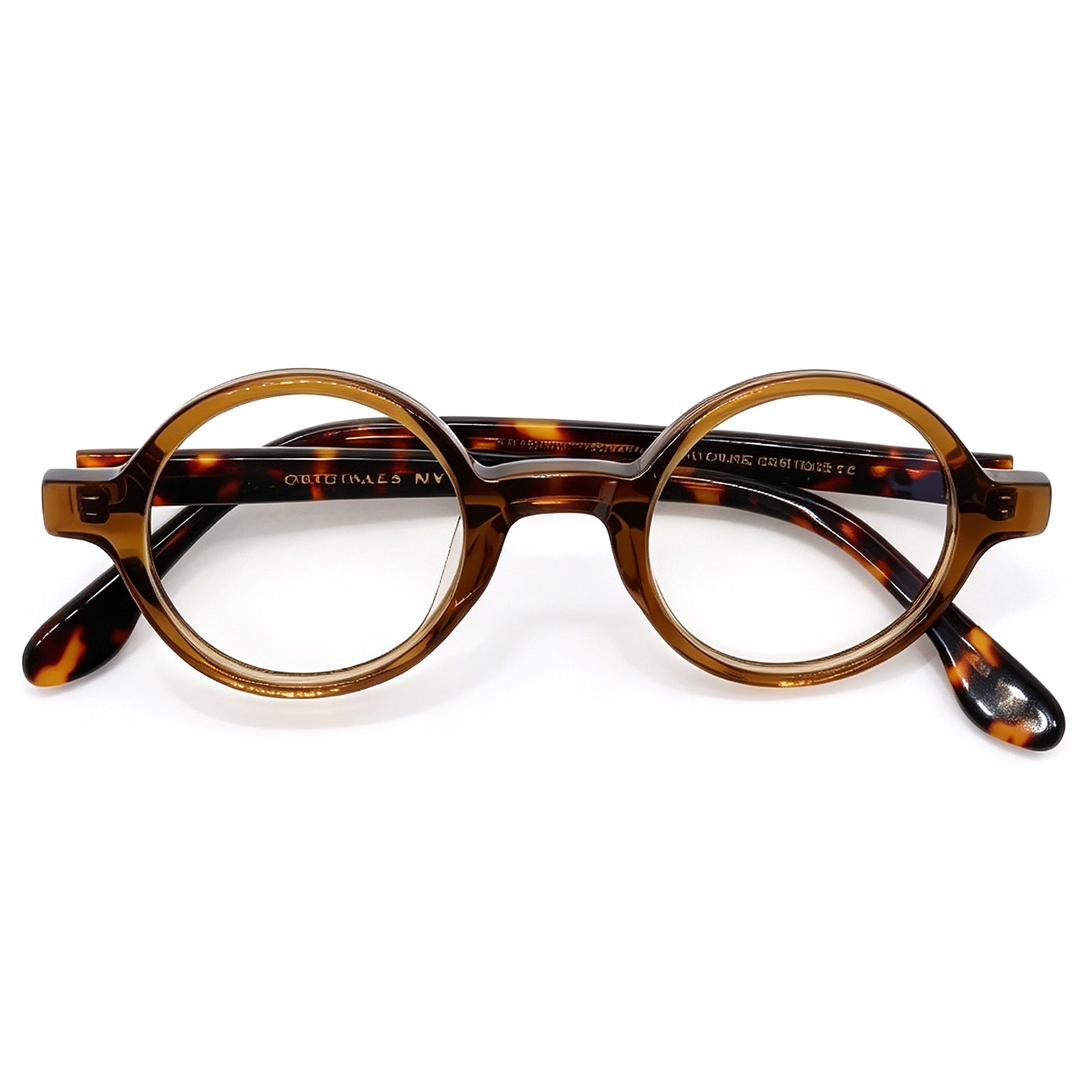 Vintage Tortoise Round Eyeglasses, Thick Acetate Frame, Retro Style for Men Women