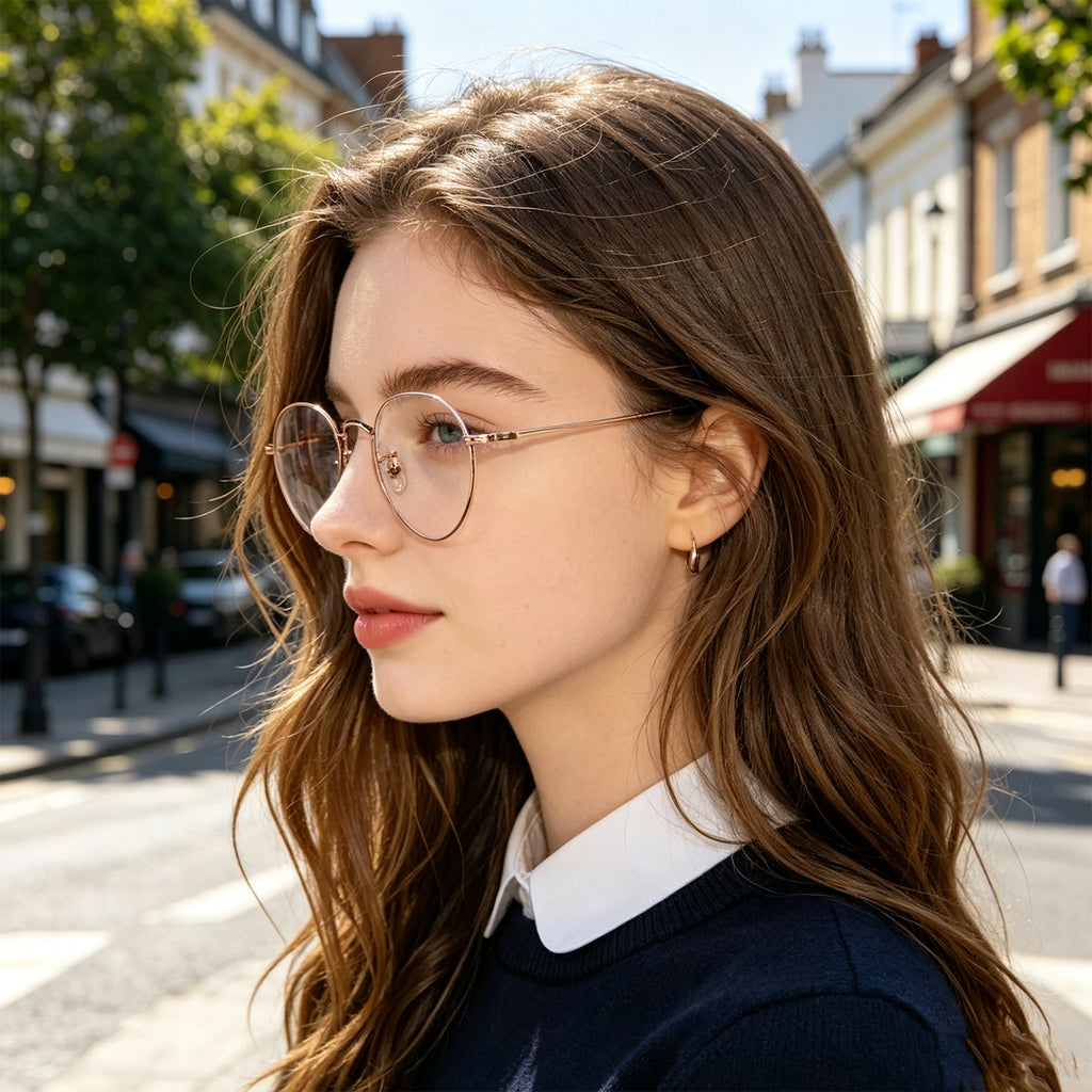 Women & Men Round Half-Rim Black Thin Metal Eyeglasses, Free Shipping on Orders Over $79