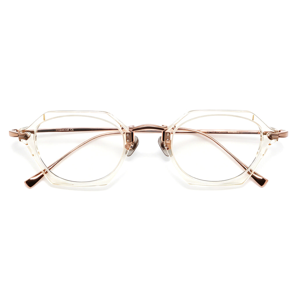 Unique Hexagonal Eyeglasses, Tortoise Acetate & Metal, Prescription Ready