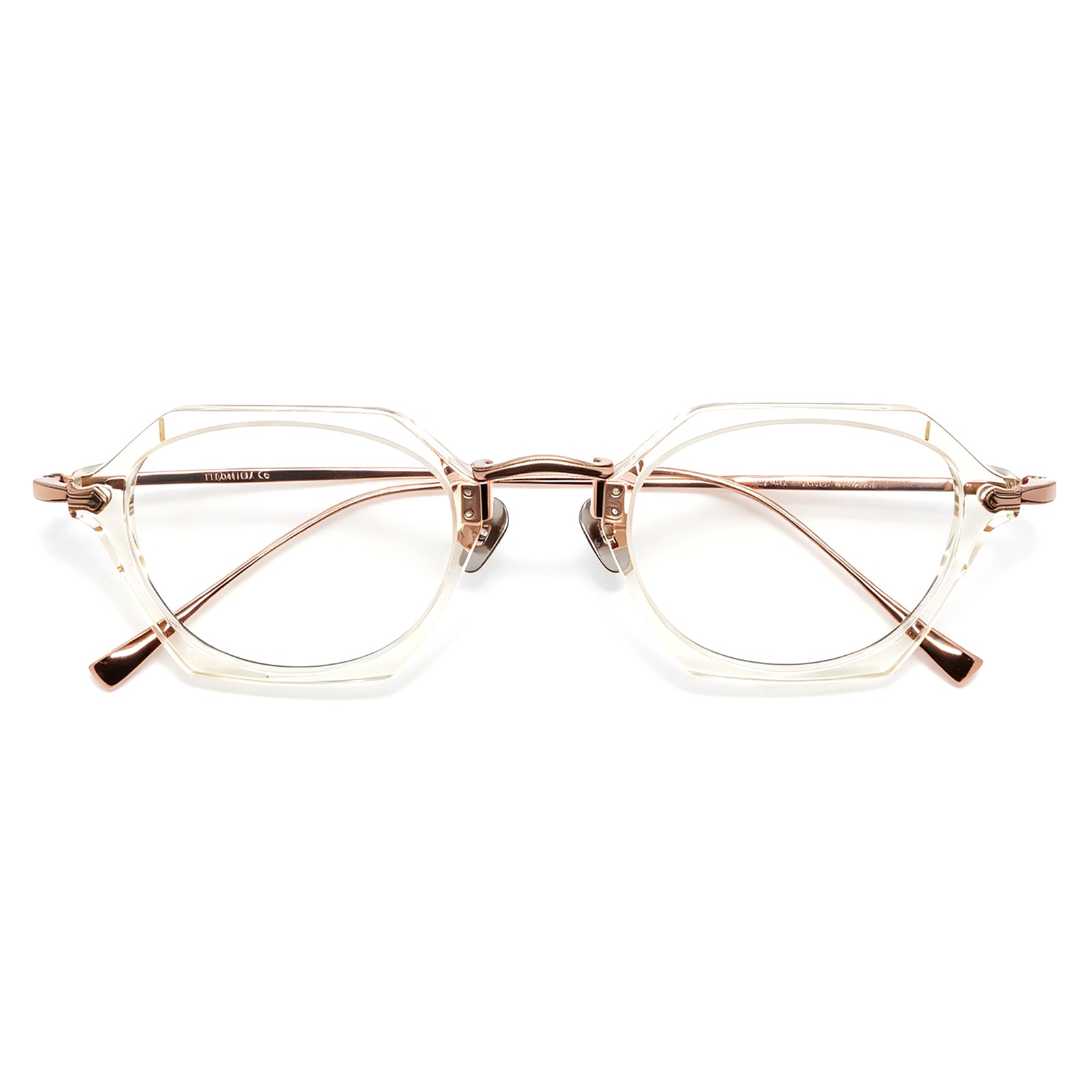 Unique Hexagonal Eyeglasses, Tortoise Acetate & Metal, Prescription Ready