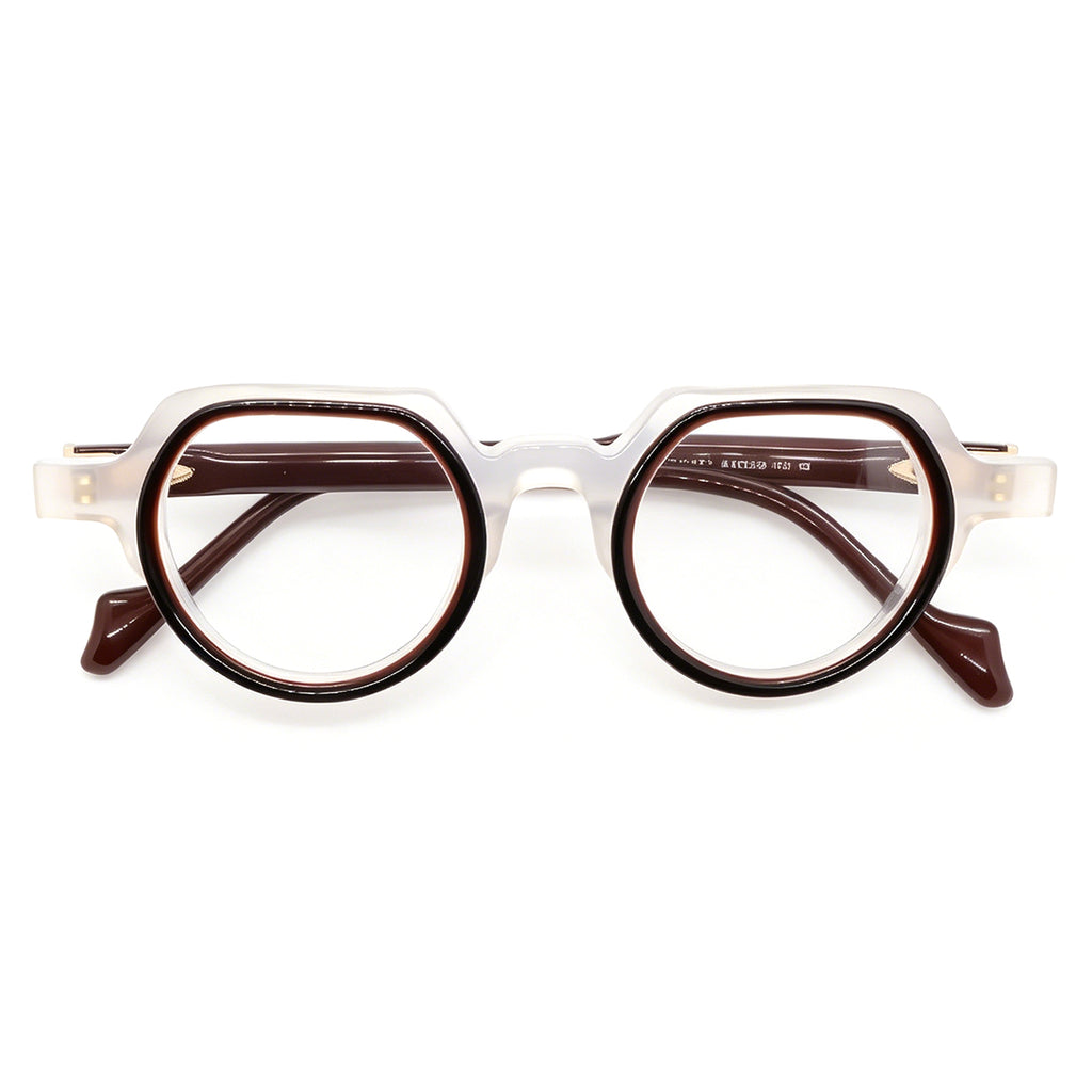 Retro Clear & Black Round Eyeglasses, Two-Tone Acetate Frame, Anti Blue Light