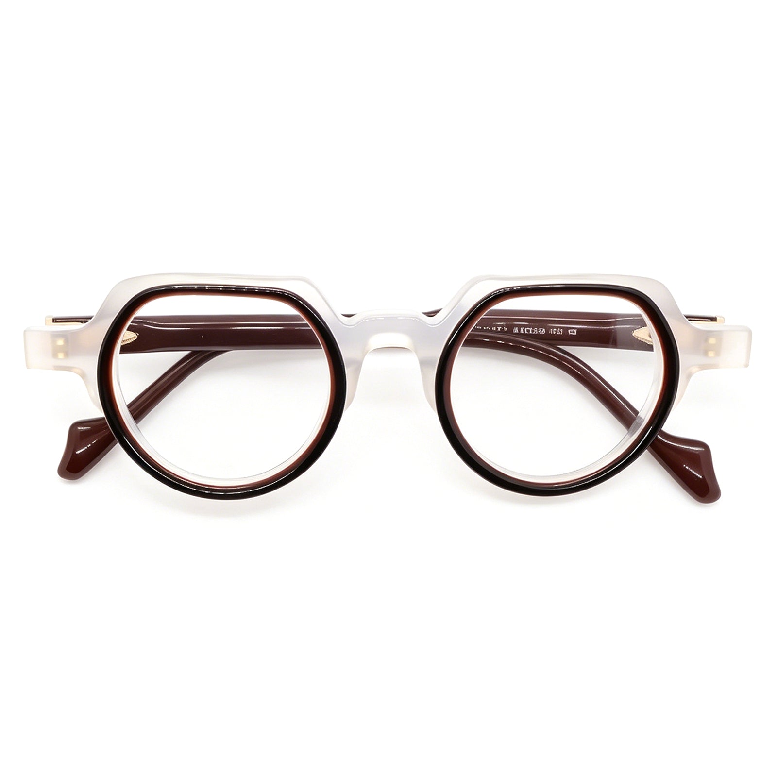 Retro Clear & Black Round Eyeglasses, Two-Tone Acetate Frame, Anti Blue Light