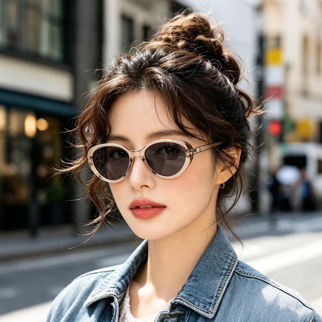 Women’s Slim Vintage Cat-Eye Shades, Grey Lenses