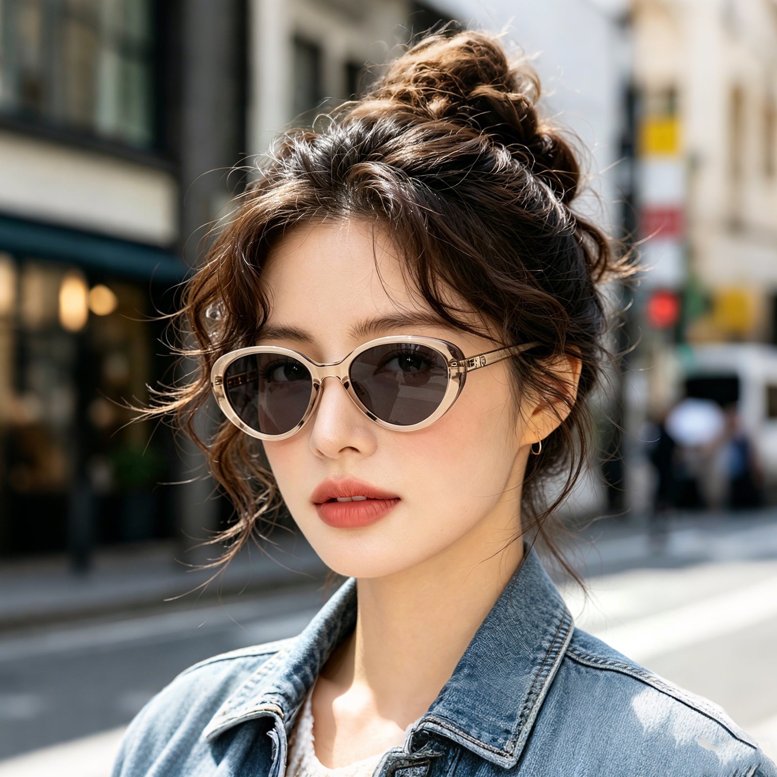 Women’s Slim Vintage Cat-Eye Shades, Grey Lenses