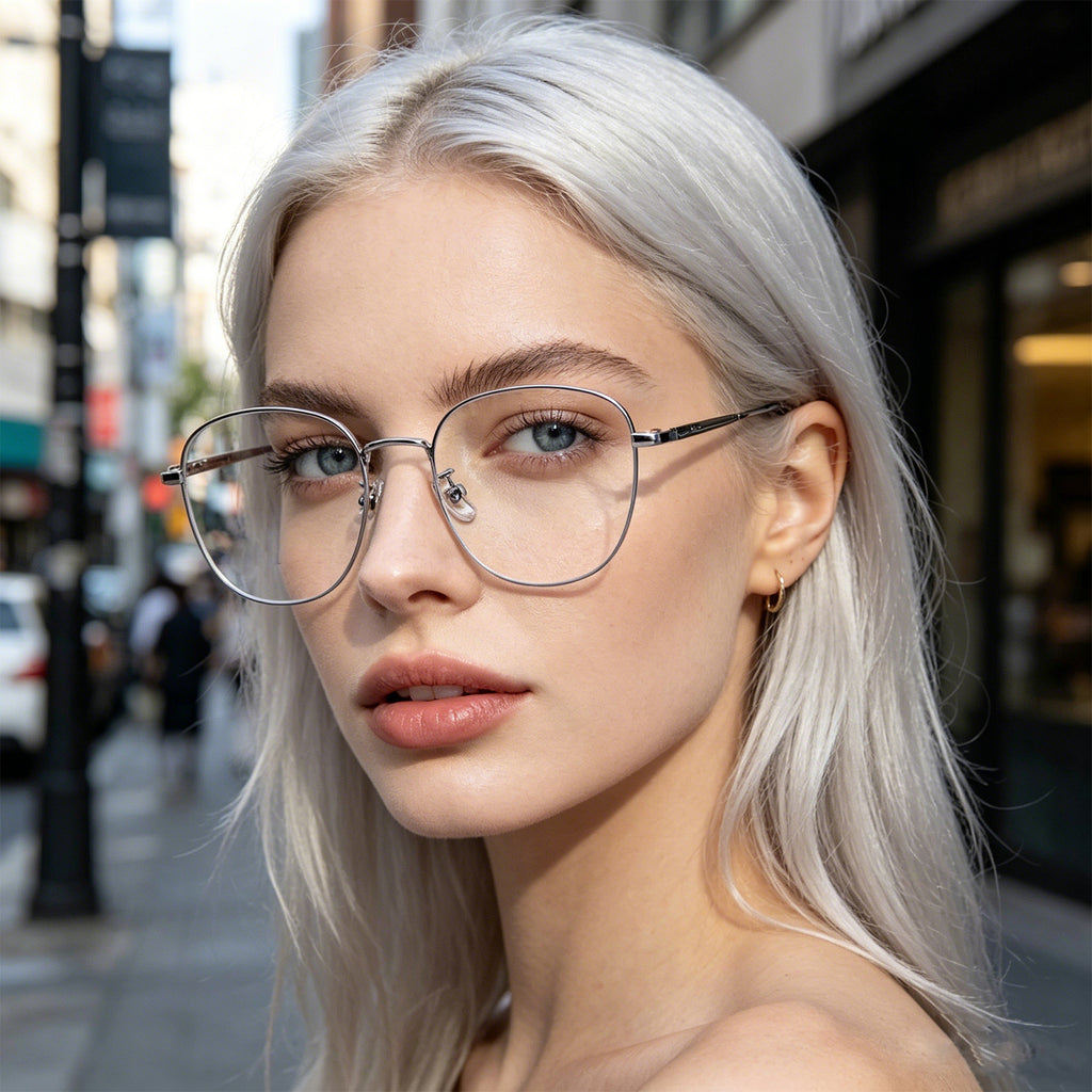 Thin Gold Metal Round Eyeglasses with Two-Tone Tortoise Blue Temples
