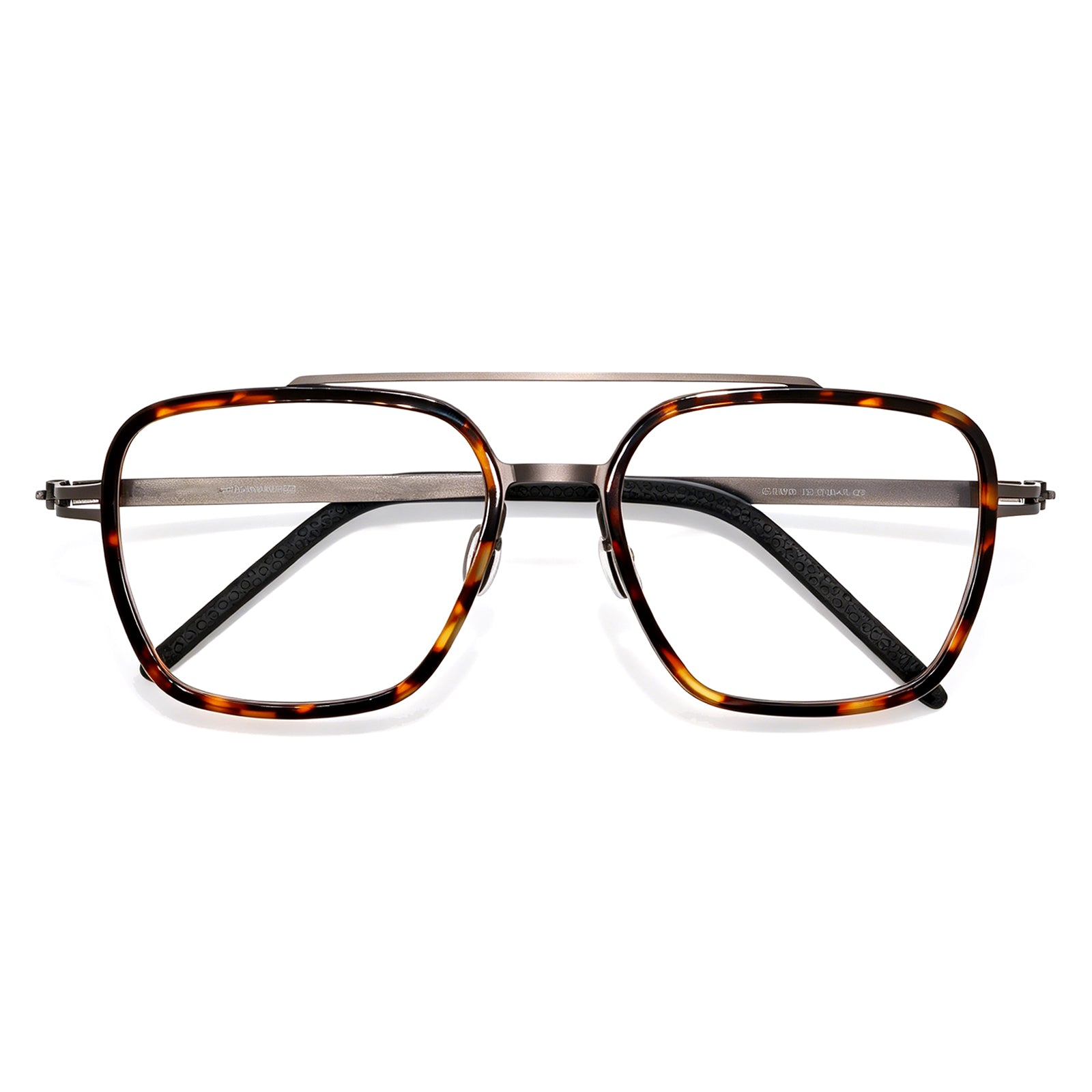 Adjustable Nose Pads Aviator Eyeglasses, Tortoise & Metal, Secure Fit