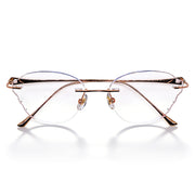Rose Gold Cut-Edge Rimless Eyeglasses for Women