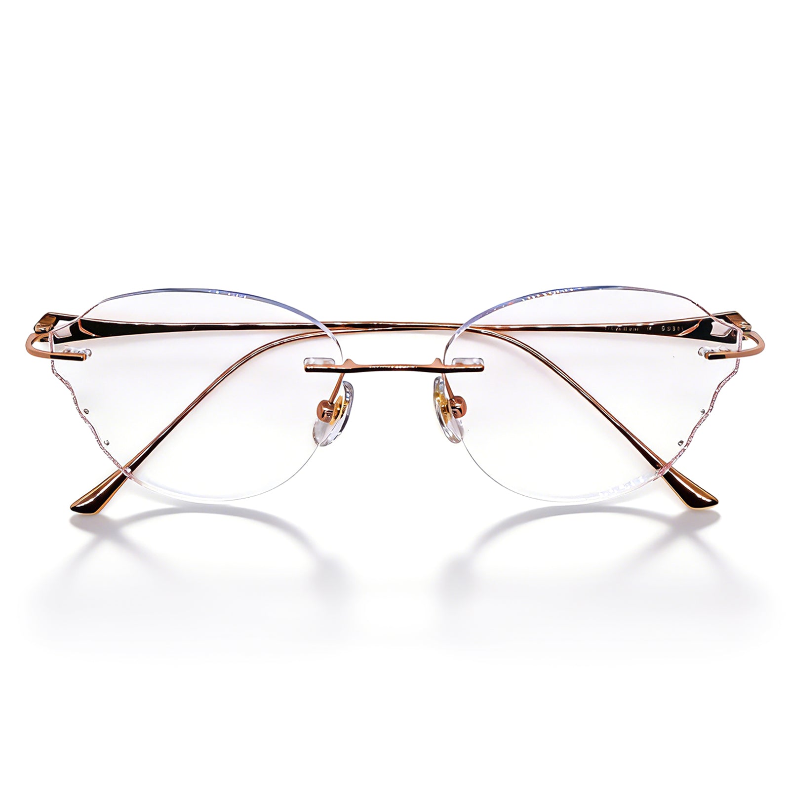 Rose Gold Cut-Edge Rimless Eyeglasses for Women