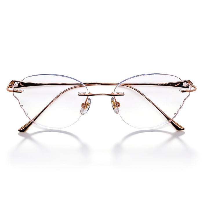 Rose Gold Cut-Edge Rimless Eyeglasses for Women