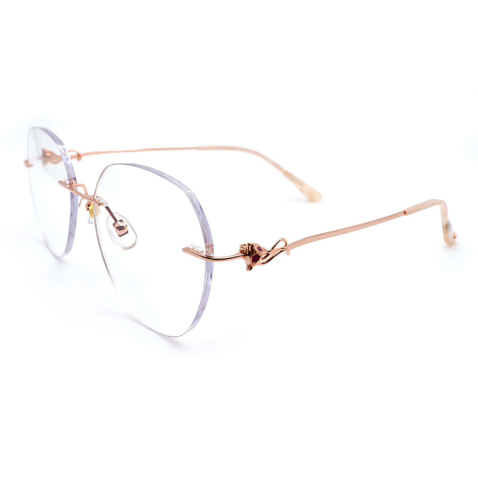 Women's Cat Ear Glitter Rimless Anti-Blue Light Eyeglasses