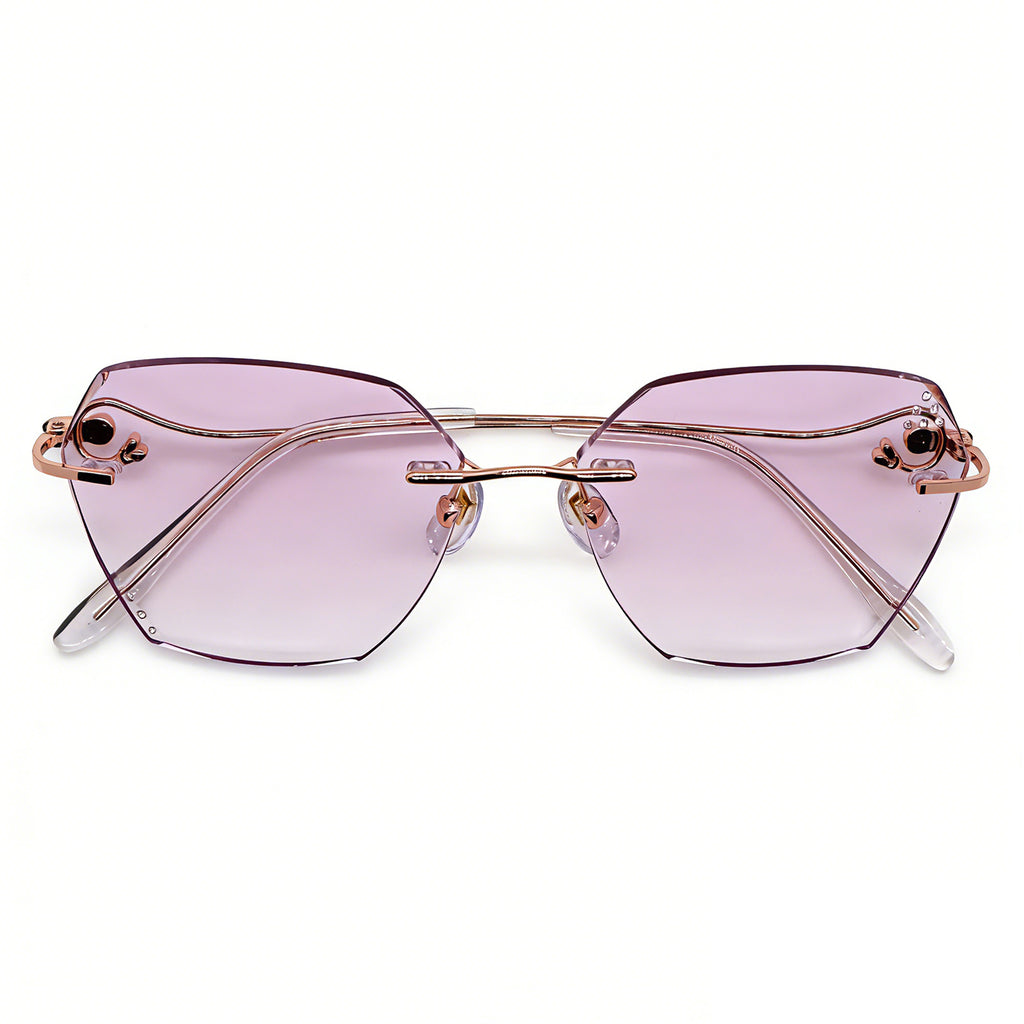 Women's Purple Gradient Polygon Rimless Anti-Blue Light Eyeglasses