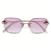Women's Purple Gradient Polygon Rimless Anti-Blue Light Eyeglasses