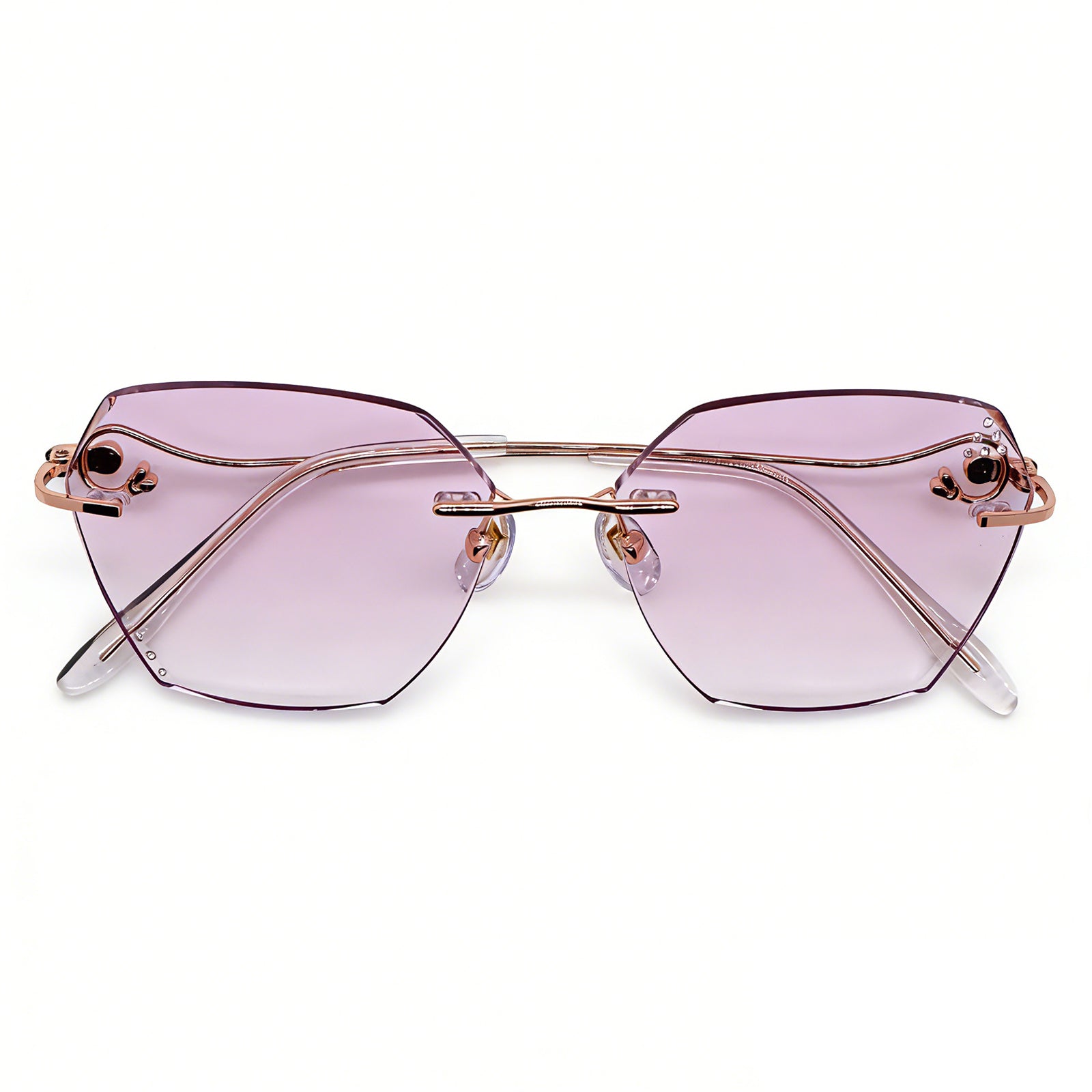 Women's Purple Gradient Polygon Rimless Anti-Blue Light Eyeglasses